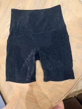 Move Theology Biker Shorts | Size Small | Black + Iridescent Cheetah | All‑Over